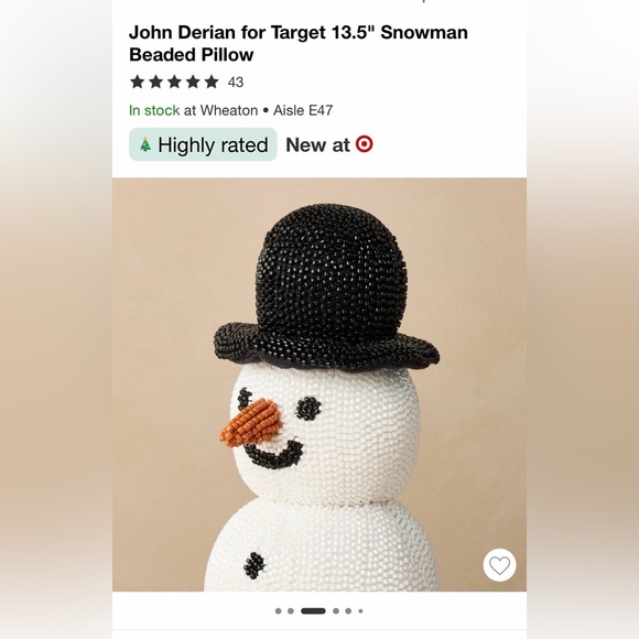 NWT John Derian for Target beaded snowman - Picture 3 of 4